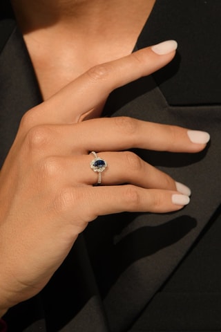 Bague Gyali Or blanc, diamants et saphir