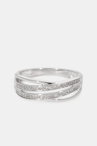 Bague Croisée scintillante - Or blanc et diamants