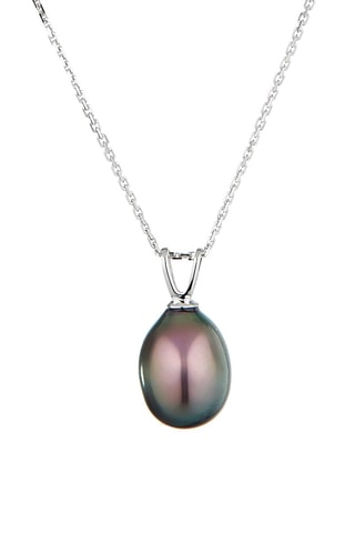 Pendentif Perle noire Or blanc et perle d'eau douce