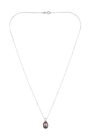 Pendentif Perle noire Or blanc et perle d'eau douce