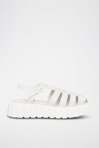 Kalfsleren Platform Sandalen Grenelle - Wit