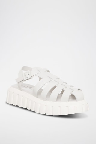 Kalfsleren Platform Sandalen Grenelle - Wit