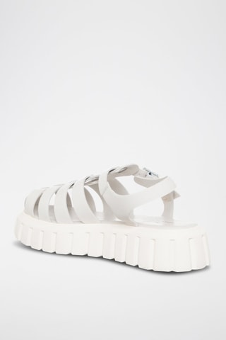 Kalfsleren Platform Sandalen Grenelle - Wit