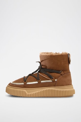 Gevoerde Leren Enkellaarzen - Bruin