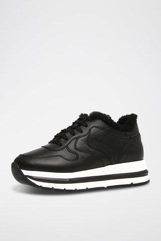 Sapatilhas forradas em couro - Preto