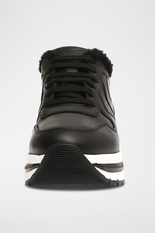 Sapatilhas forradas em couro - Preto