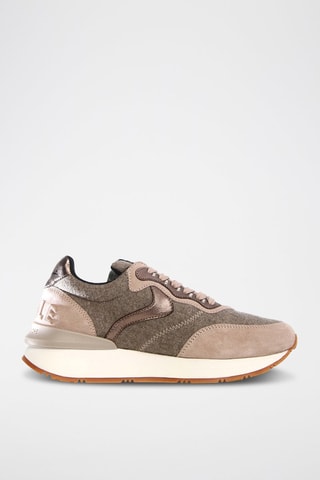 Leren Sneakers - Poederroze en Beige