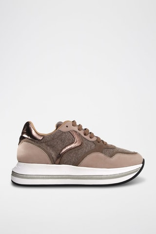 Sapatilhas em couro Melany - Bege