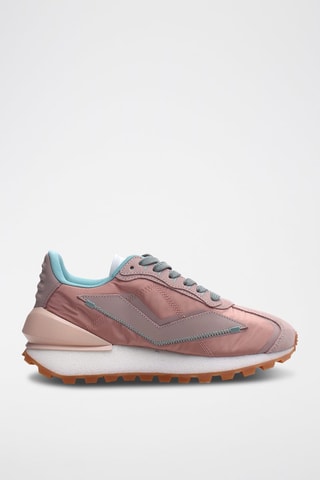 Kalfsleren Sneakers Qwark Spur Voile Blanche - Roze