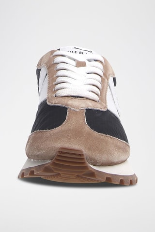 Leren Sneakers Qwark Voile Blanche - Taupe en Zwart