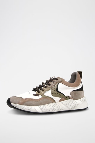 Kalfsleren Sneakers Club Voile Blanche - Taupe