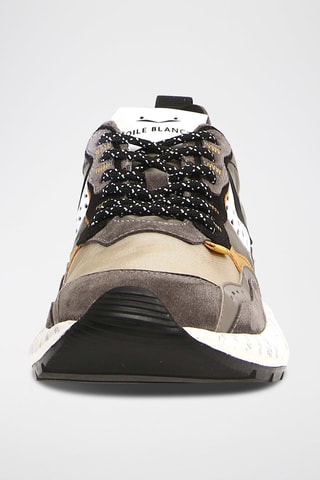 Leren en Nubuck Sneakers Club18 - Antraciet en Mosterdgeel
