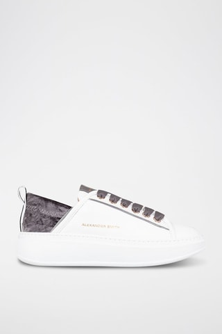 Leren en Velours Sneakers - Wit