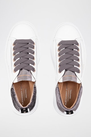 Leren en Velours Sneakers - Wit