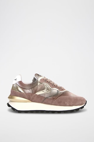 Sneakers com plataforma de couro Qwark - Rosa-velho