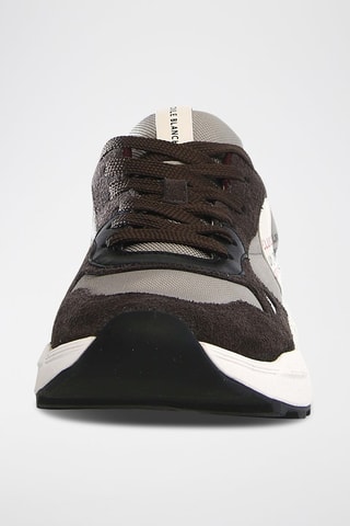 Leren Sneakers Club 21 - Antraciet en Lichtgrijs