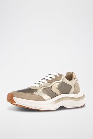 Sapatilhas em couro Charlotte - Branco e bege-claro