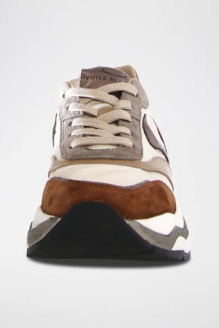 Sapatilhas com plataforma em nobuck Club 108 - Castanho e prateado