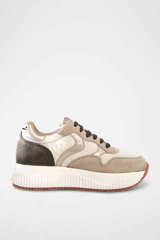 Sapatilhas com plataforma em nobuck Lana - Bege-claro e caqui