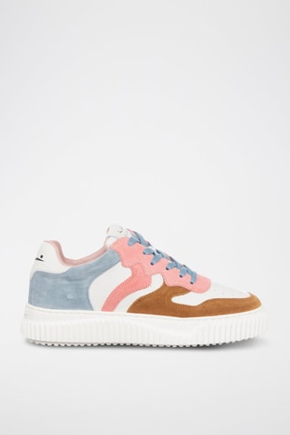 Leren Sneakers Laura- Bruin en Donkergrijs