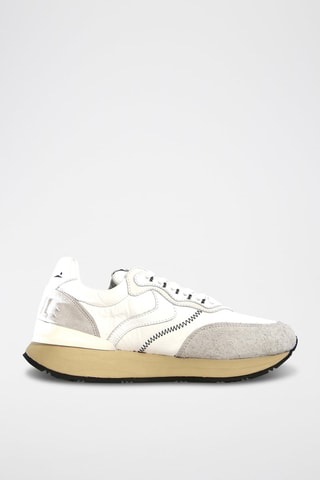 Leren Sneakers Qwark - Wit en Taupe