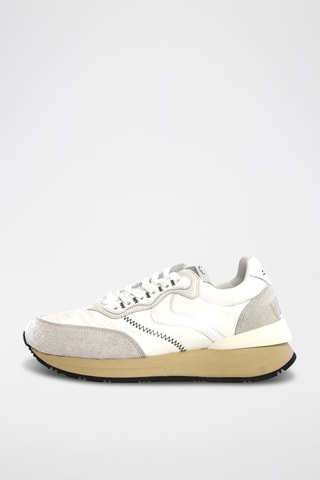 Leren Sneakers Qwark - Wit en Taupe