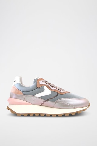 Leren Sneakers Qwark - Zilverkleurig en Donkergrijs