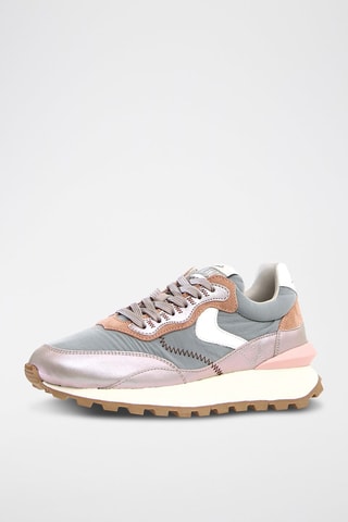 Leren Sneakers Qwark - Zilverkleurig en Donkergrijs