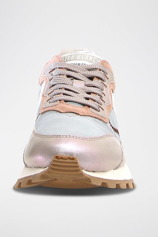 Leren Sneakers Qwark - Zilverkleurig en Donkergrijs