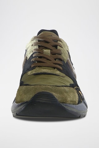 Leren Sneakers ClubB19 - Kaki en Zwart