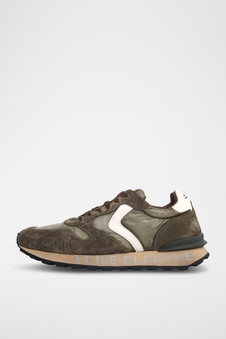 Leren Sneakers Paris Racer - Kaki