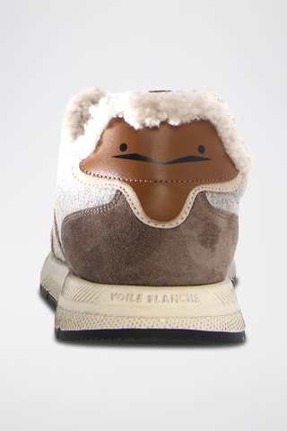 Gevoerde Leren en Wollen Sneakers - Grijs en Camel