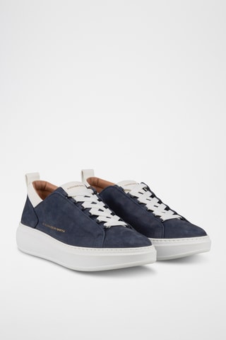 Leren Sneakers Wembley - Marineblauw en Wit