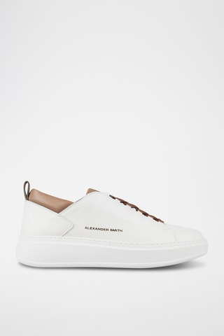 Leren Sneakers Wembley - Wit en Lichtbruin