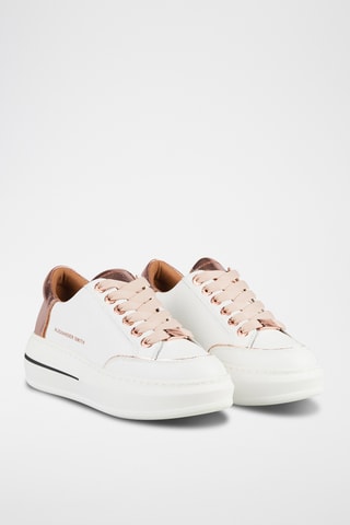Leren Platform Sneakers Lancaster - Wit en Rosé Goudkleurig