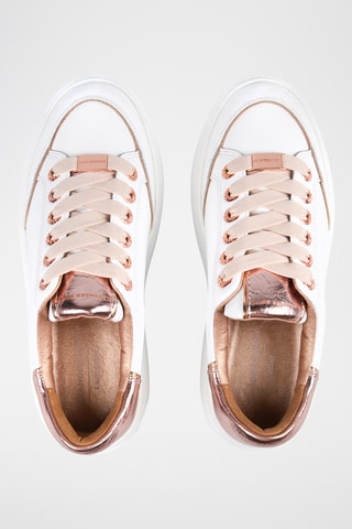 Leren Platform Sneakers Lancaster - Wit en Rosé Goudkleurig