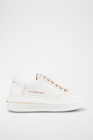 Leren Platform Sneakers Lancaster - Wit en Ivoorkleurig