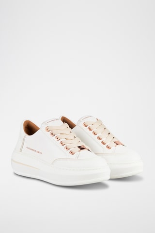 Leren Platform Sneakers Lancaster - Wit en Ivoorkleurig