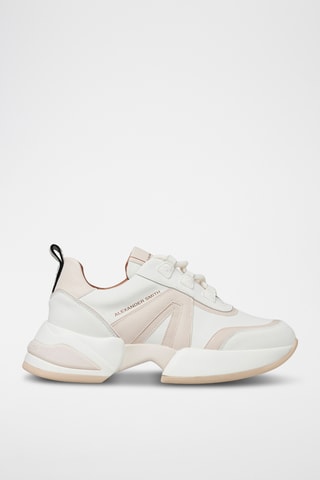 Leren Platform Sneakers Marble - Wit en Lichtroze
