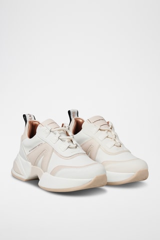 Leren Platform Sneakers Marble - Wit en Lichtroze