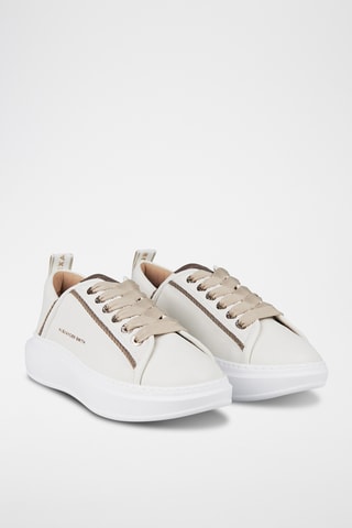 Leren Sneakers Wembley - Wit en Donkerbruin