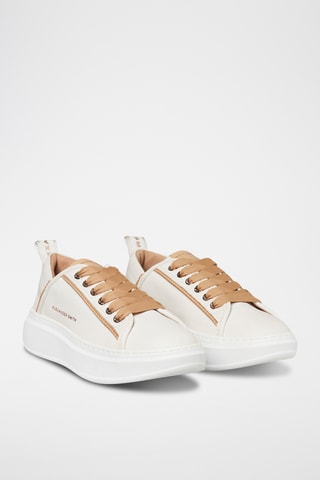 Leren Platform Sneakers Wembley - Wit en Bruin