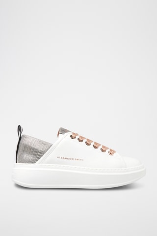 Leren Platform Sneakers Wembley - Wit en Bronskleurig