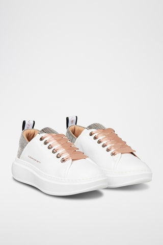 Leren Platform Sneakers Wembley - Wit en Bronskleurig