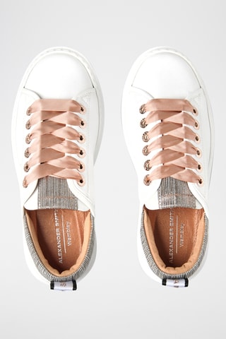 Leren Platform Sneakers Wembley - Wit en Bronskleurig