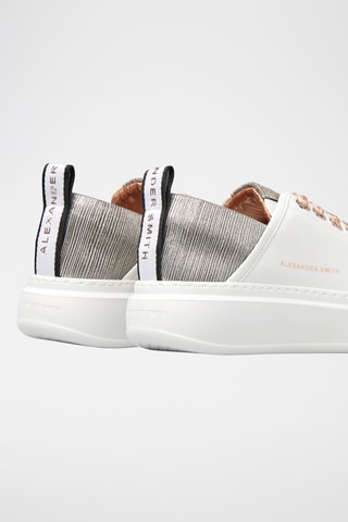 Leren Platform Sneakers Wembley - Wit en Bronskleurig