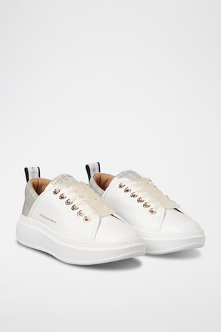 Leren Platform Sneakers Wembley - Wit en Goudkleurig