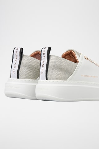 Leren Platform Sneakers Wembley - Wit en Goudkleurig