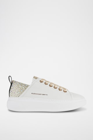 Leren Platform Sneakers Wembley - Wit en Ivoorkleurig