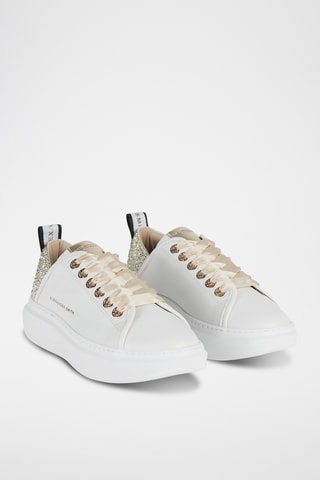 Leren Platform Sneakers Wembley - Wit en Ivoorkleurig